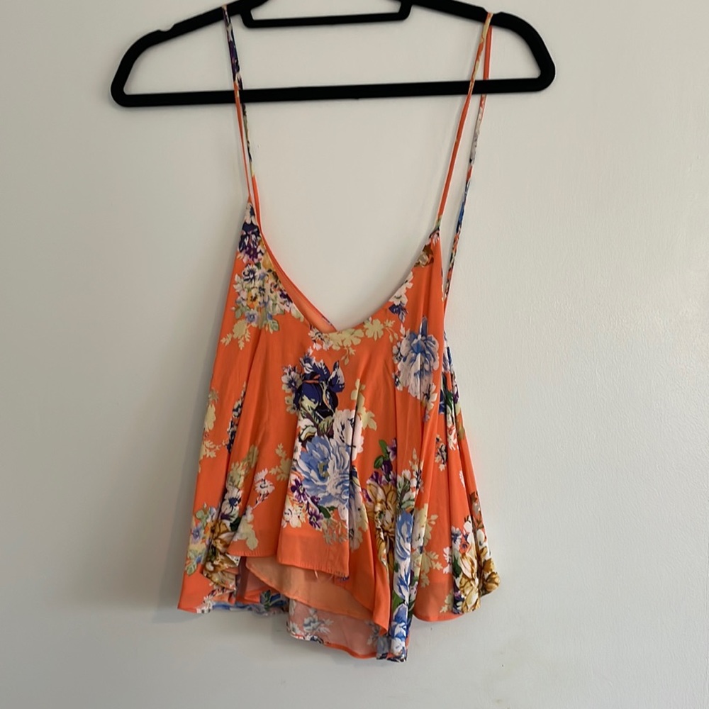 Orange floral tank top